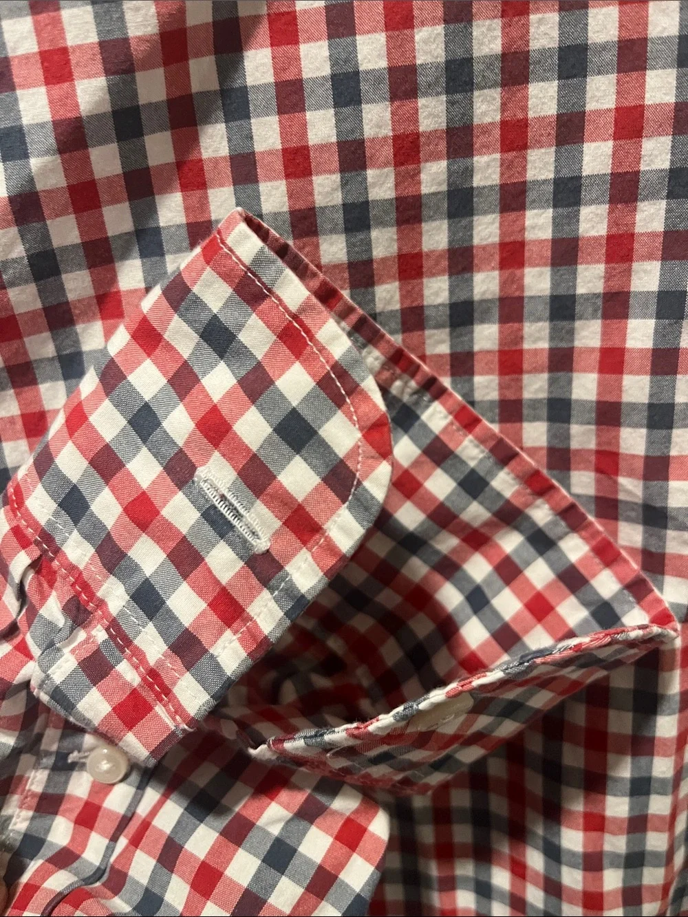 J. Crew Red, Navy & White Gingham Button-Down Shirt